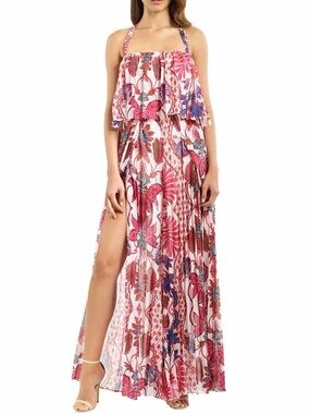 TJD Floral Halter Ruffle Jumpsuit in Pink and Blue Size 8